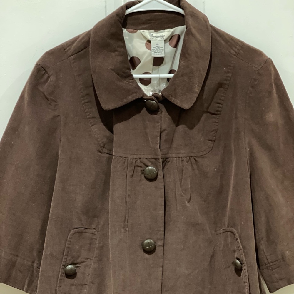 NWT Brown corduroy jacket sz XL, with buttons and pockets